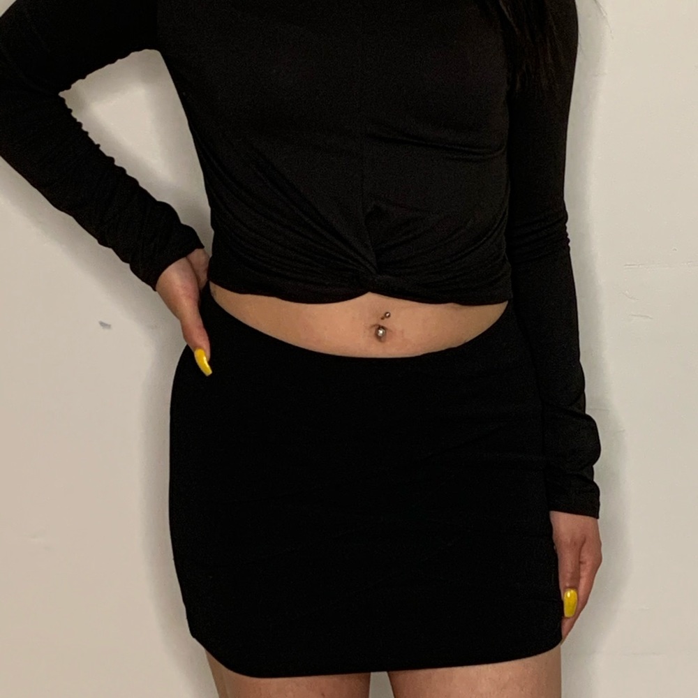 Black mini skirt